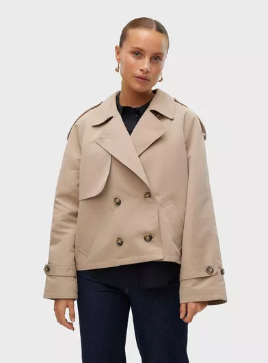 Vero Moda Γυναικείο Light Beige Παλτό με Κουμπιά