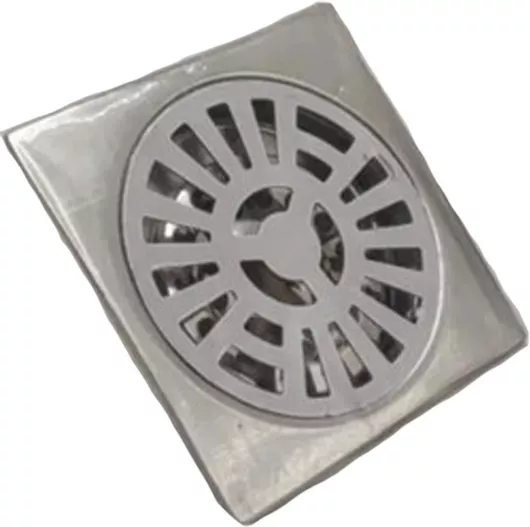 Σχαράκι Μπάνιου Σιφόνι Βαθύ Inox 10x10cm με ρίγες - For Home Ασημί