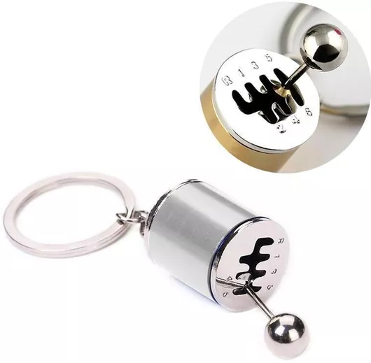 Six-speed Manual Shift Gear Keychain Key Ring Holder - Silver