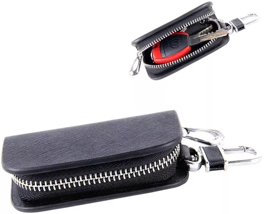 Universal Leather Denim Texture Waist Hanging Zipper Wallet Key Holder Bag (Key Not Included) - Black