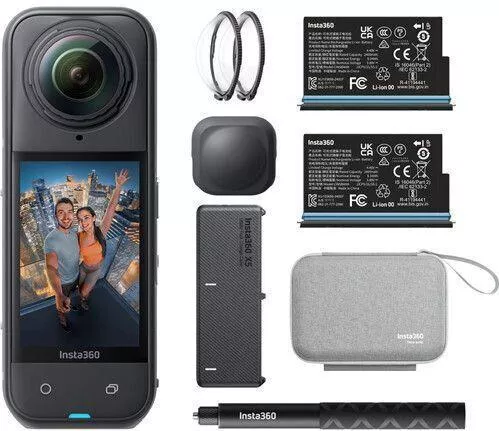 Action Camera Insta360 X5 8K Essentials Bundle με Οθόνη & Wi-Fi Μαυρό