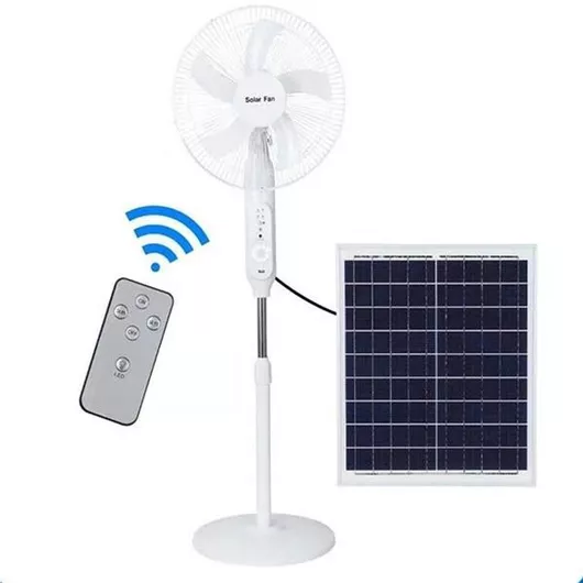 Επαναφορτιζόμενος ανεμιστήρας 16″ Δαπέδου Ηλιακό Πάνελ Τηλεχειριστήριο