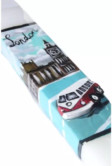 Πασχαλινή Λαμπάδα Στρογγυλή Λονδίνο Λεωφορείο 25cm.