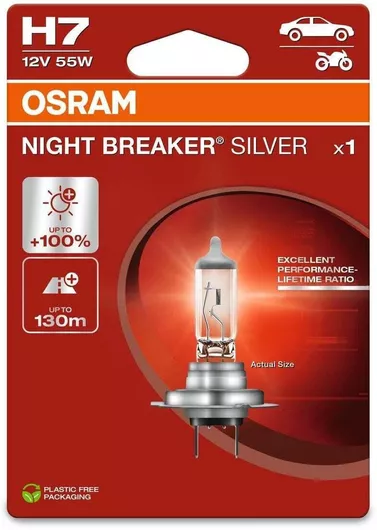 Λάμπα Αυτοκινήτου Osram Night Breaker Silver H7 Αλογόνου Λευκό 12V 55W