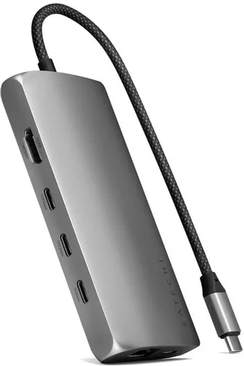 Docking Station Laptop Satechi USB-C με HDMI 4K PD Ethernet Γκρι ST-P8KEM