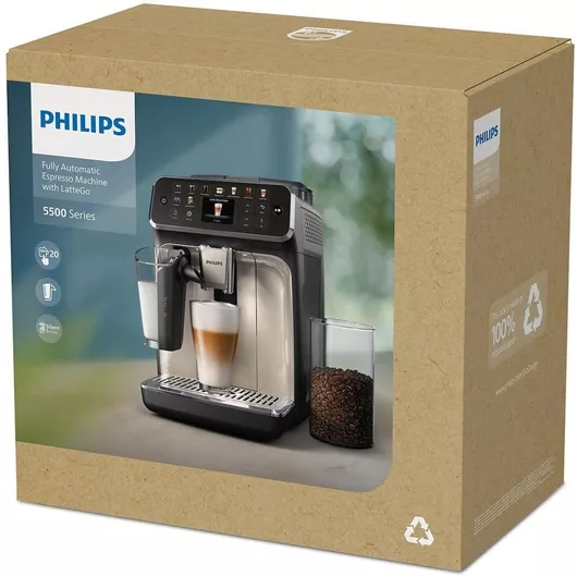 Philips Series 5500 Αυτόματη Μηχανή Espresso 1500W Πίεσης 15bar με Μύλο Άλεσης Μαύρη