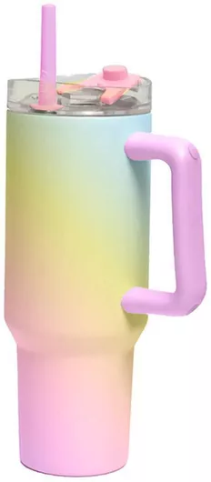 Θερμός Total Gift Handled Tumbler Ανοξείδωτο 1.2lt Rainbow με Καλαμάκι & Λαβή