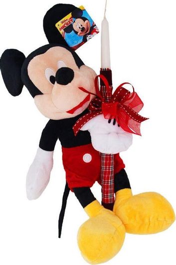 Πασχαλινή Λαμπάδα Mickey Mouse Λούτρινο Χειροποίητη 40cm Πολύχρωμο