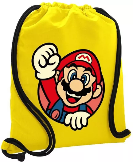 Παιδική Τσάντα Πουγκί Koupakoupa Super Mario Win 48x40cm Κίτρινο