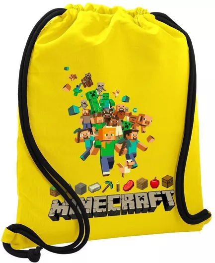Παιδική Τσάντα Πουγκί Koupakoupa Minecraft Adventure 48x40cm Κίτρινο