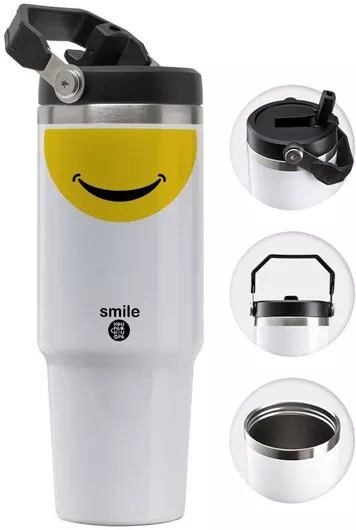 Θερμός Koupakoupa Κούπα Ανοξείδωτο 890ml Καφέ με Καλαμάκι