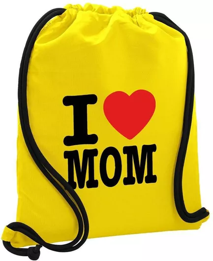 Παιδική Τσάντα Πουγκί Koupakoupa I Love Mom 40x48cm Κίτρινο