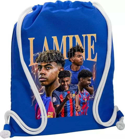 Lamine Yamal Fcb Τσάντα Πλάτης Πουγκί Gymbag Τσέπη 40x48cm & Χονδρά Κορδόνια Μπλε