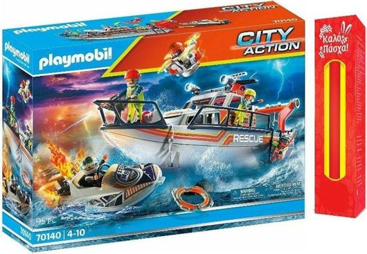 Παιχνιδολαμπάδα Playmobil City Action - Επιχείρηση Πυρόσβεσης με Σκάφος Διάσωσης για 4+ Ετών