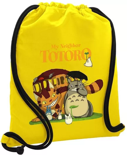 Παιδική Τσάντα Πουγκί Koupakoupa Totoro And Cat 48x40cm Κίτρινο