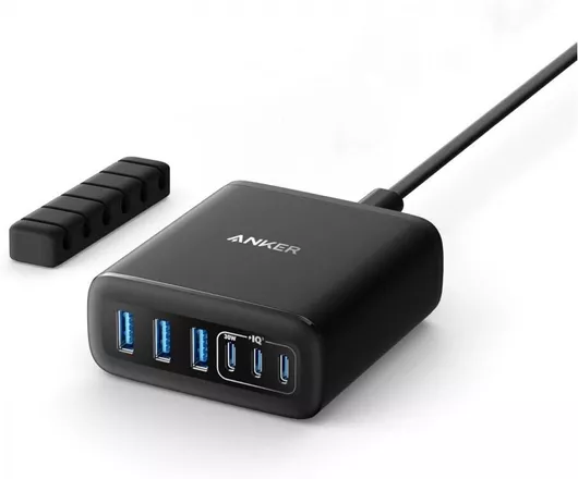 Anker Βάση Φόρτισης με 3 Θύρες USB-A & 3 Θύρες USB-C 112W Power Delivery/Quick Charge 3.0 Μαύρο A2154G11