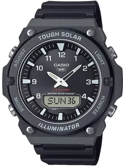 Ανδρικό Ρολόι Casio Ψηφιακό Ανδρικό Χρονογράφος Solar με Μαύρο Καουτσούκ Λουράκι