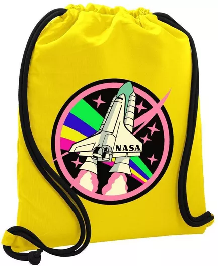 Παιδική Τσάντα Πουγκί Koupakoupa Nasa Pink Κίτρινο 48x40cm