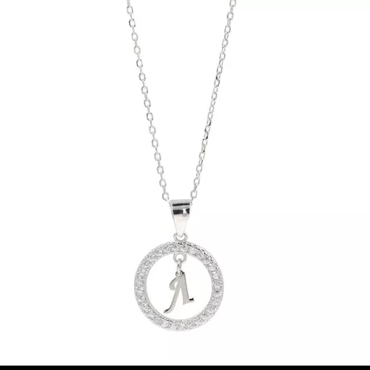 Κολιέ Q-Jewellery ΜονόγραμμαΑσήμι με Ζιργκόν
