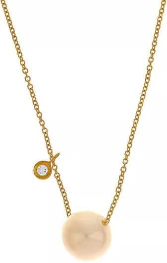 Γυναικείο Κολιέ Q-Jewellery με Πέρλες & ΔιαμάντιΧρυσό 14ΚΚίτρινο 