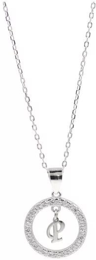 Γυναικείο Κολιέ Q-Jewellery Μονόγραμμα με ΖιργκόνΑσήμιΛευκό 