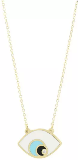 Κολιέ Q-Jewellery ΜατάκιΧρυσό 14Κ με Διαμάντι
