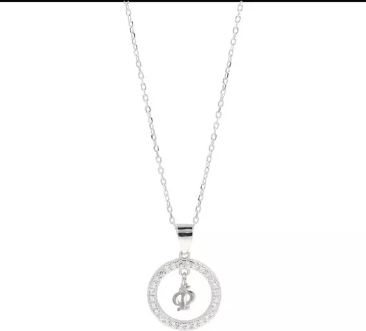 Κολιέ Q-Jewellery ΜονόγραμμαΑσήμι με Ζιργκόν