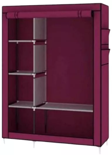 Υφασμάτινη Ντουλάπα με Φερμουάρ & Ράφια 175cm Κόκκινο