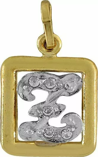 Mertzios.gr Charm Μονόγραμμα "Ξ"Χρυσό 14Κ με Ζιργκόν
