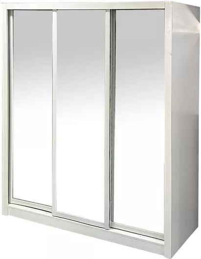 Ντουλάπα Τριφύλλη Ξύλινη Συρόμενες Πόρτες 180x60x216cm Ενσωματωμένους Καθρέπτες Glossy Λευκό
