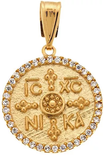Charm Φυλαχτό ΚωνσταντινάτοΧρυσό 14Κ με Ζιργκόν