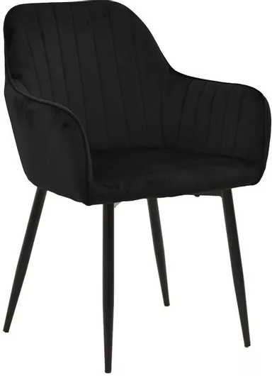 Καρέκλα Τραπεζαρίας Noor Βελούδινη Μαύρο Βελούδο 58x58x86cm