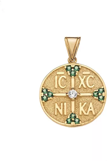 Charm Φυλαχτό ΚωνσταντινάτοΧρυσό 9Κ με Ζιργκόν