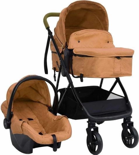 Πολυκαρότσι vidaXL 3 σε 1 από Νεογέννητα Μπεζ