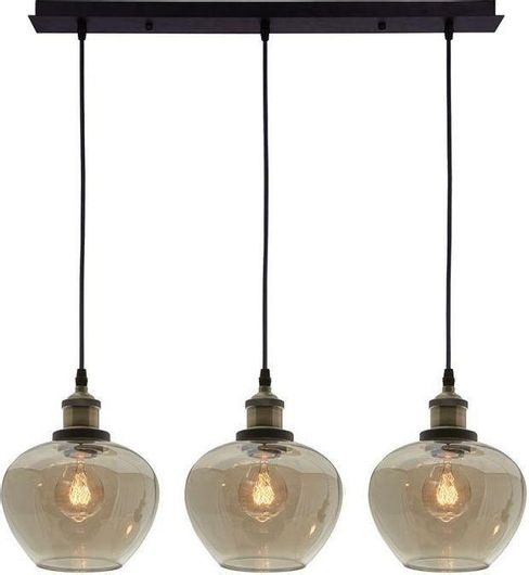 Viokef Jonas Vintage Κρεμαστό Φωτιστικό Τρίφωτο Ράγα με Ντουί E27 σε Μελί Χρώμα