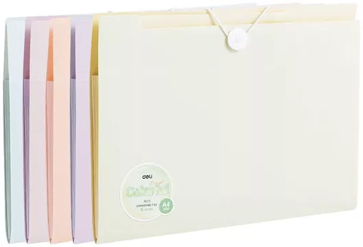 Deli Φάκελος Κουμπί Λάστιχο 8 Θέσεις PP A4 Colorful Ασσορτί πρασινο