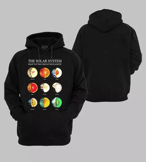 Φούτερ με Κουκούλα & Τσέπες Ενηλίκων Μαύρο Pegasus με Τύπωμα Inside Solar System