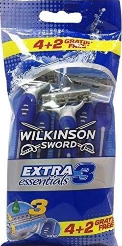 Ξυραφάκια Wilkinson Sword Exτra Essentials 3 μιας Χρήσης με 3 Λεπίδες & Λιπαντική Ταινία 6τμχ