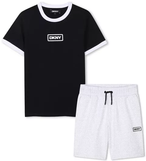 DKNY Παιδικό Καλοκαιρινό Σετ 2τμχ με Σορτς - Μαύρο & Γκρι
