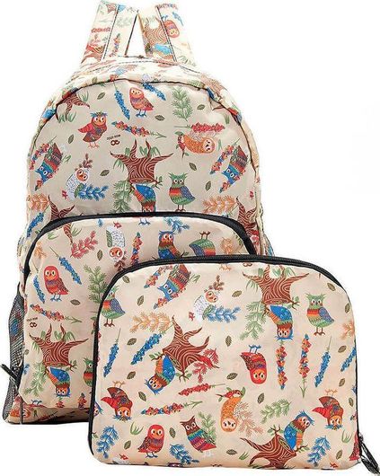 Σχολική Τσάντα Πλάτης Γυμνασίου / Λυκείου Eco Chic Beige Owl Μπεζ