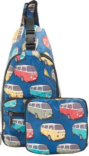 Σχολική Τσάντα Ώμου Γυμνασίου / Λυκείου Eco Chic Cross Camper Vans Πολύχρωμο
