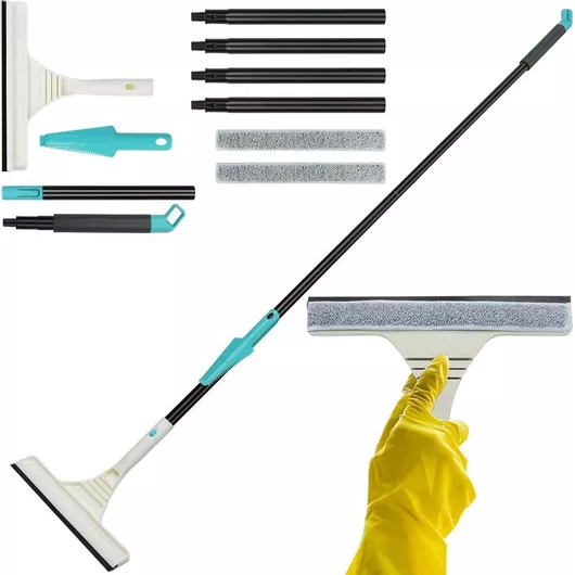 Καθαριστής Παραθύρων Μικροΐνες Ρυθμιζόμενο Μήκος 160cm Σετ 2+1, Διαστάσεις 68-156cm, Πράσινο