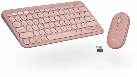 Logitech Pebble 2 Ασύρματο Σετ Πληκτρολόγιο & Ποντίκι Αγγλικό US Ροζ