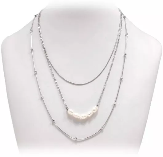 Κολιέ Isay Collection ΤριπλόΑτσάλι με Πέρλες