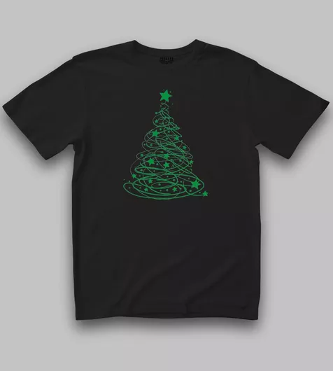 Μπλούζα Μακό Μαύρο Pegasus με Τύπωμα Χριστουγεννιάτικο Δέντρο