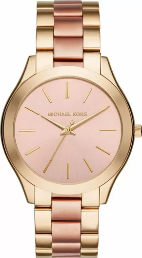 Γυναικείο Ρολόι Michael Kors Slim Runway Γυναικείο 34mm Μπαταρίας με Ροζ Χρυσό Μεταλλικό Μπρασελέ