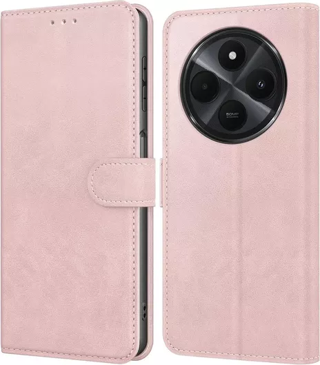 Αναδιπλούμενη Book Δερματίνης/Σιλικόνης Χρυσό Redmi 14C/Poco C75