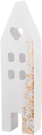 Διακοσμητικό Κεραμικό Σπιτάκι Λευκό-Χρυσό 15x4,2x2,5εκ Κ835 Nv-1200835-lefko-xryso