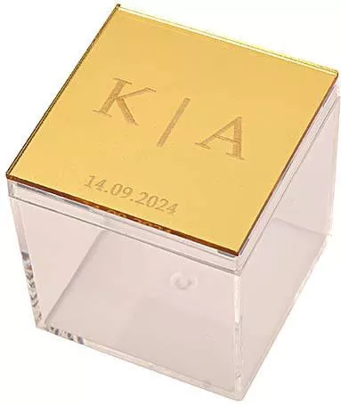 Καπάκι Plexiglass UV Εκτύπωση Τετράγωνο Κουτάκι Χρυσό Απόχρωση 6x6εκ 10τμχ Kaliso Pla2 10 90452