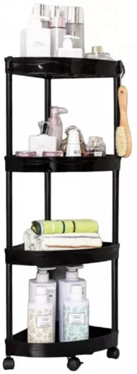 Γωνιακή Επιδαπέδια Ραφιέρα Μπάνιου Πλαστική 90x34x25cm Μαύρη